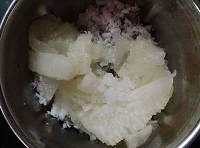 coconut for kumbalakai sasive or ashgourd raita