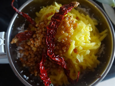 ingredients for mango chutney or mavinakayi chutney