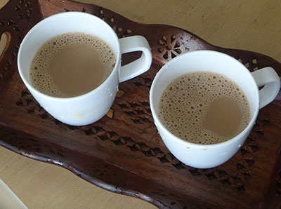 straining masala tea