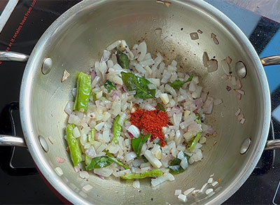 fried tomato for mavinakayi tovve or mango dal recipe