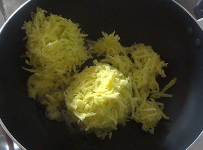 grated raw mango for raw mango jam or mavinakayi gulamba