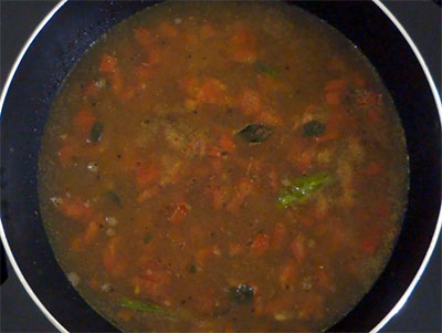 water for menasina saaru or pepper rasam