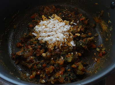 grated coconut for menthe soppu rice bath or methi rice