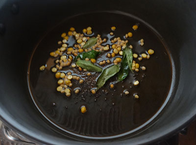 tempering for menthe soppu rice bath or methi rice