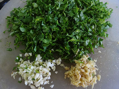 chopped methi leaves for methi paratha