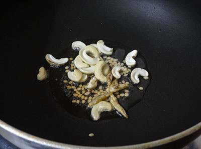 cashew and chilies for mosaru avalakki or curd poha