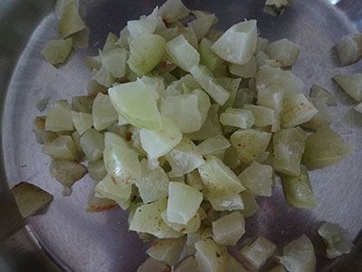 chopped gooseberry for nellikai thokku or amla thokku