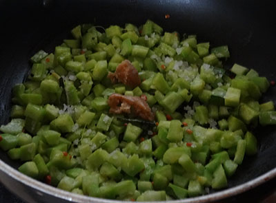 salt and jaggery for padavalakai palya or snake gourd stir fry