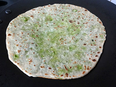 cook the green peas paratha or matar parata