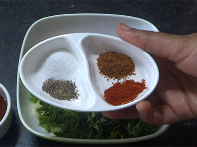 red chilli, garam masala, pepper and salt for potato sandwich or aloo bread toast