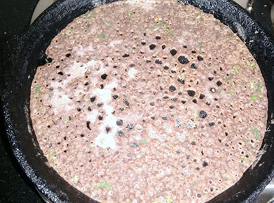 making ragi dosa or raagi dose