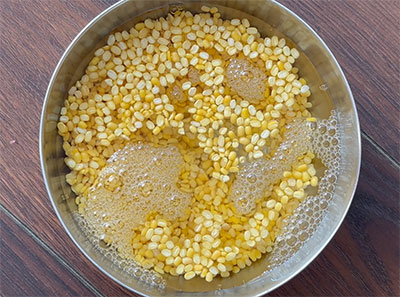 Soak moong dal for ragi hesaru bele or mung dal dosa