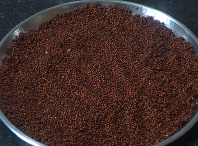 grind sesame seeds and jaggery for ragi milk or halu or milkshake or juice