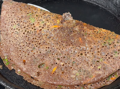 ragi vegetable instant dosa recipe on pan