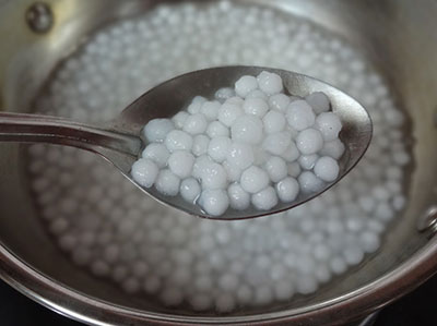 cooking sago for sabakki payasa or sago kheer