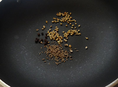 fry spices for sabbassige soppu saaru or rasam