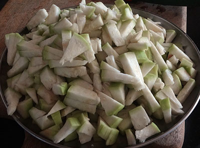 chop bottle gourd for sorekai sambar or bottle gourd sambar