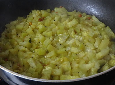 cooked pumpkin for sorekai palya or bottle gourd stir fry