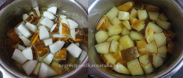 cooking cucumber for southe sambar