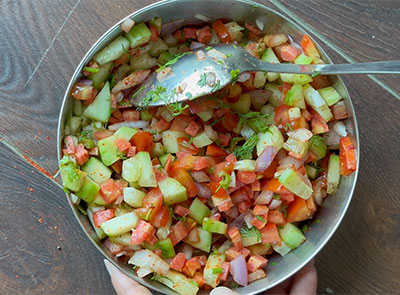 southekai kosambari or cucumber salad