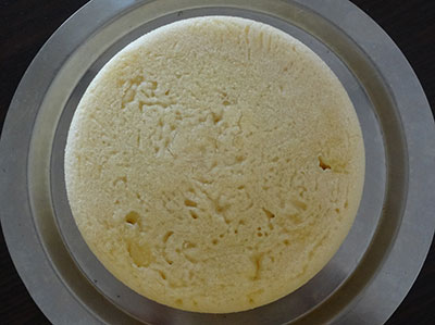 steamed eggless cake on a plate