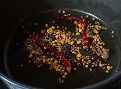 dry roast the spices for tomato bath or tomato rice