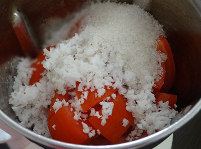 tomato, coconut and sugar for tomato juice