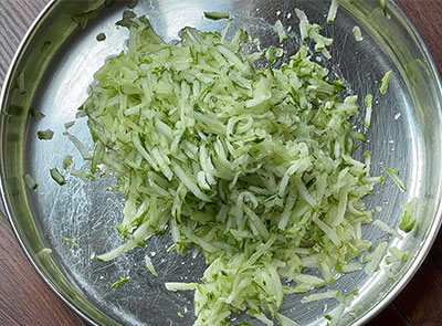 grating cucumber for vadape or odape or spicy akki rotti recipe