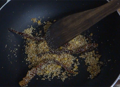 roasted ingredients for vangi bath masala powder