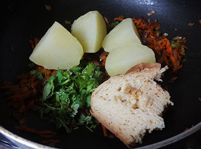 potato and coriander leaves for veg lollipop or potato lollipop