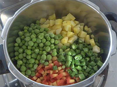 vegetables for bili sagu or white kurma